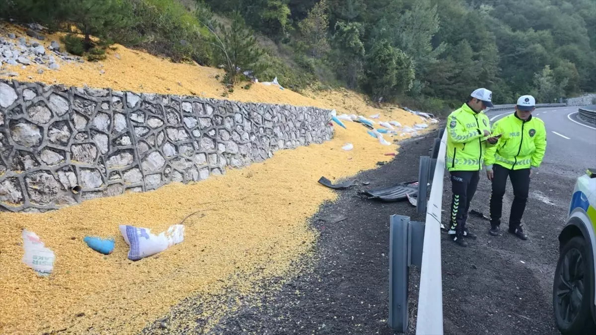 bursa inegolde hayvan yemi yuklu tir devrildi 2 agir yarali TkgRtEBH
